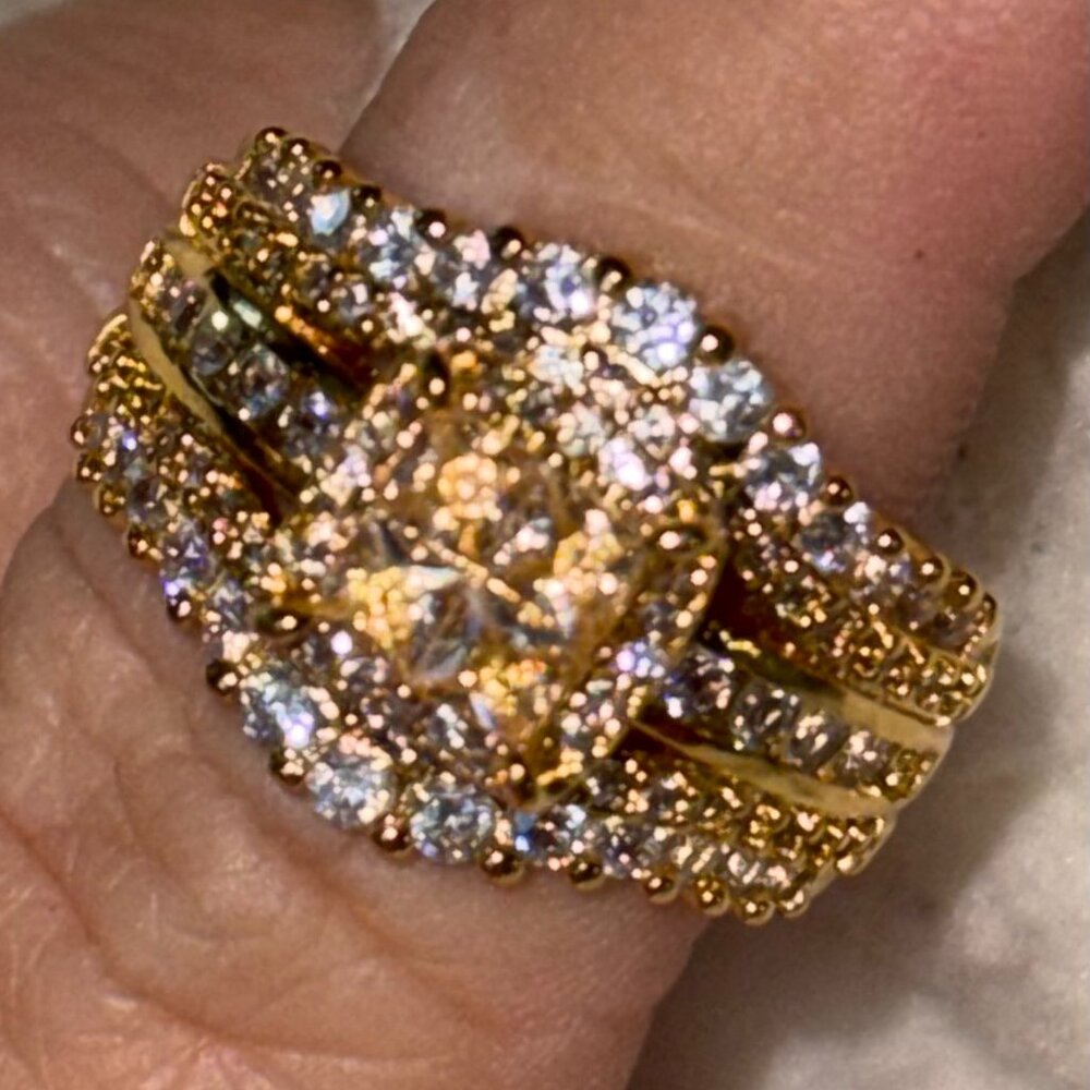 Square Five-in-one CZ Ring Gold Plated